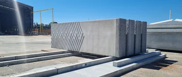 Precast concrete unit with a geometric relief pattern, made at Humes’ Midland facility for Perth’s elevated Armadale Line