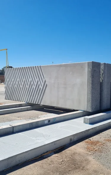 Precast concrete unit with a geometric relief pattern, made at Humes’ Midland facility for Perth’s elevated Armadale Line