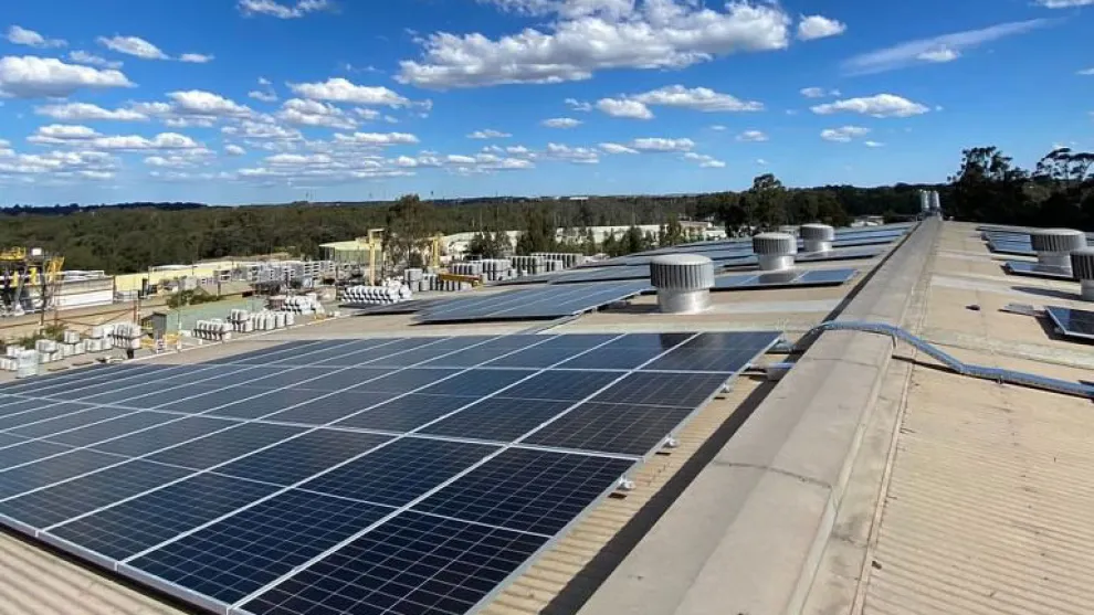 Solar power installation with 99kWh capacity at Humes Blacktown in NSW.