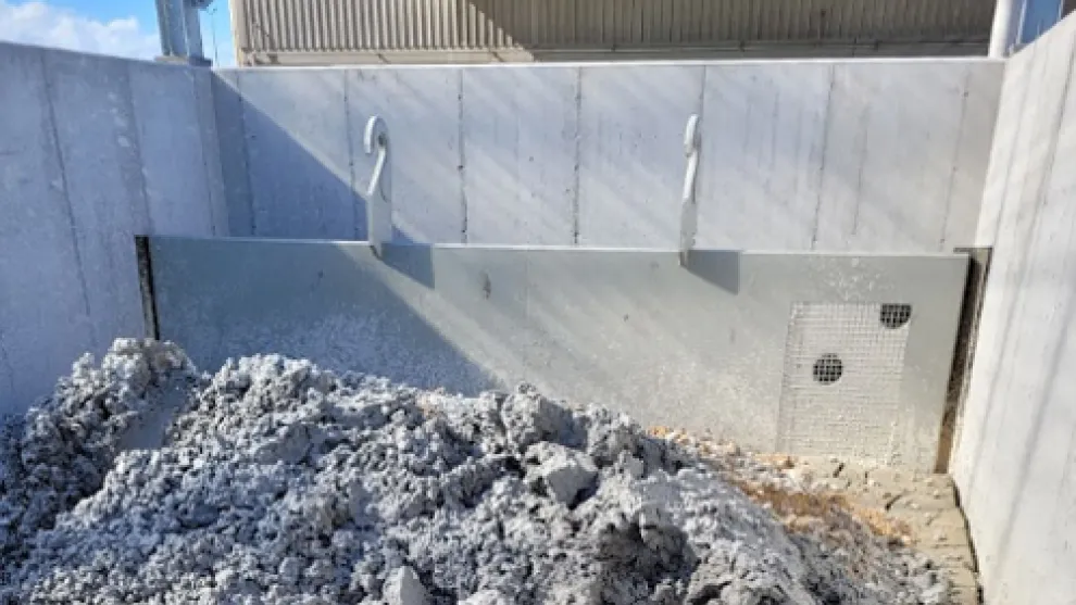 New washout pits for solid waste storage and drying at Humes Ipswich safely collect concrete waste. 