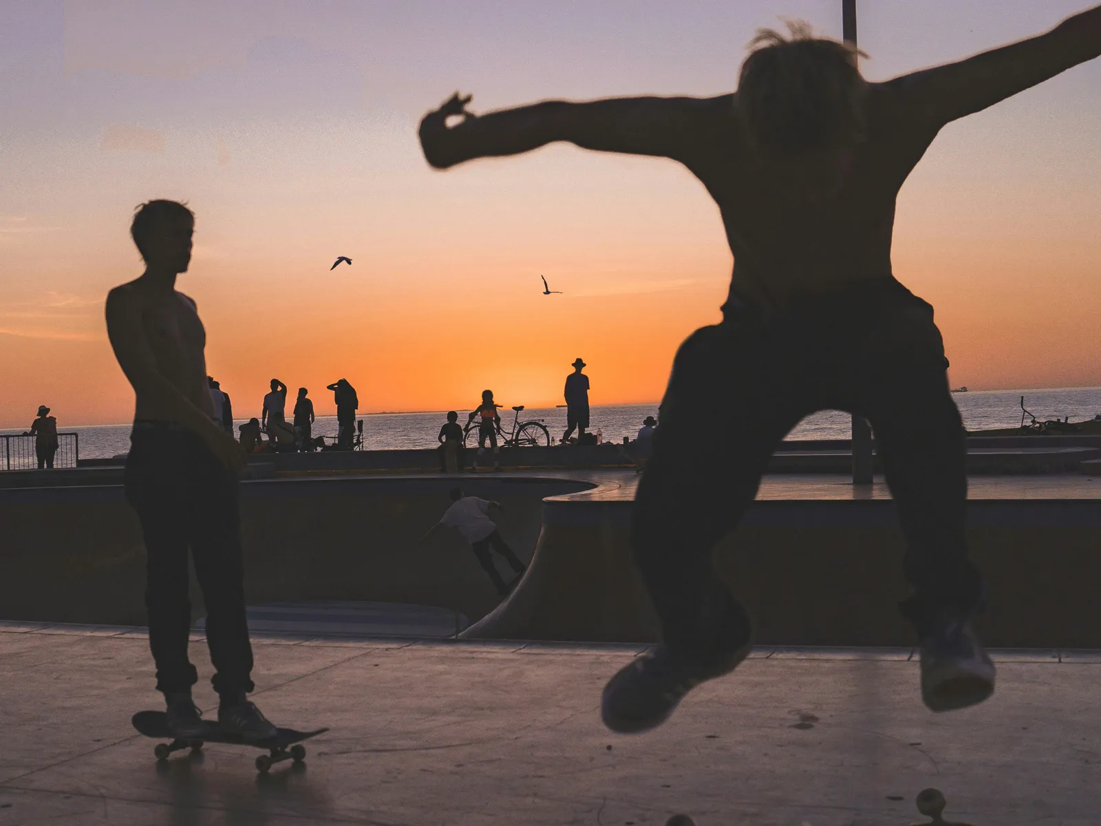Skateboarding at Sunset at Scarborough Beach Skatepark, Perth, WA by Harry Digital on Unsplash